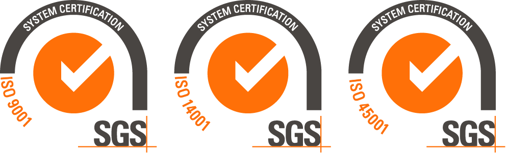 SGS certifications: ISO 9001, ISO 14001, ISO 45001